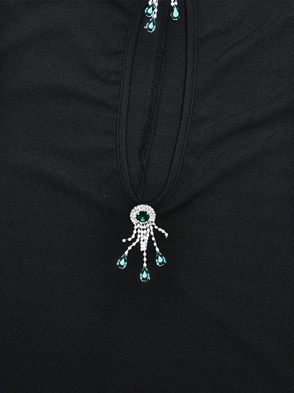 Halter Neck Deep Keyhole Jewel Embellished Mermaid Maxi Gown