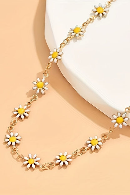 Daisy Alloy Choker Necklace with Adjustable Chain