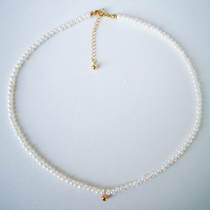 Pearl Embellished Beaded Choker Necklace - White