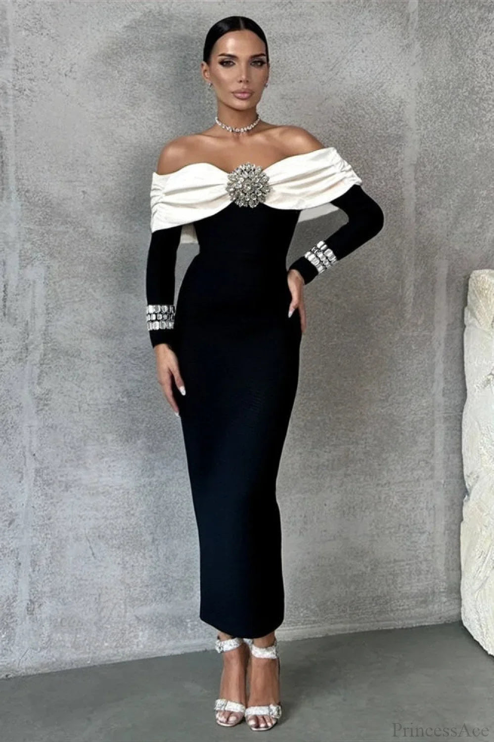 Elegant Sequin Sexy Off-the-Shoulder Evening Dress