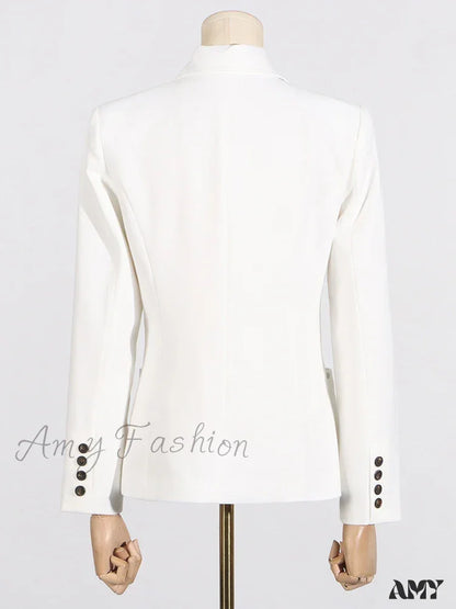 Elegant Solid Patchwork Single Button Notched Collar Long Sleeve Temperament Female Jackets New Blazer
