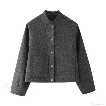 Elegant Solid Wool One Button Overcoat