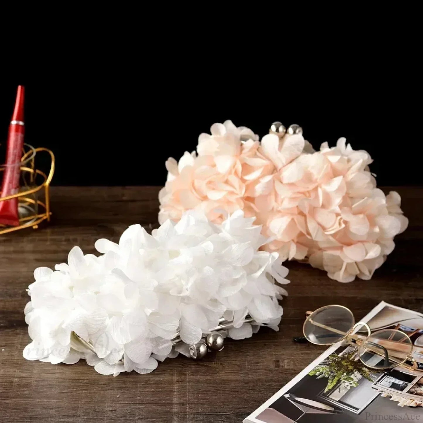 Elegant White Bride Floral Wedding Clutch Evening Handbag