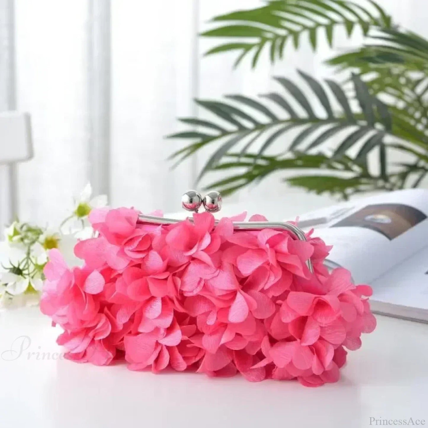 Elegant White Bride Floral Wedding Clutch Evening Handbag