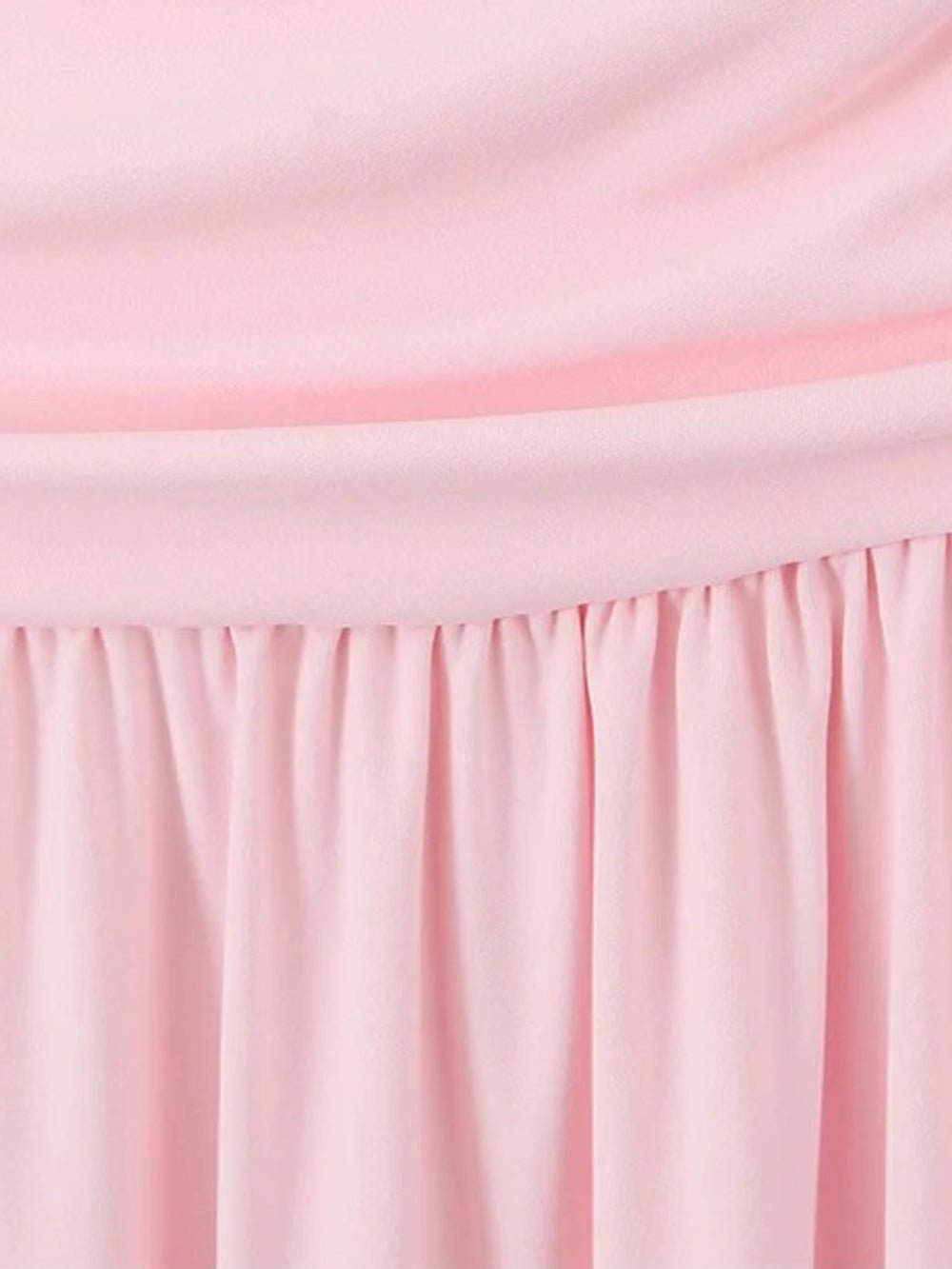 Strapless Ruched Bodice Pleated Flowy Maxi Dress