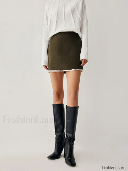 Embroidered Trim Graceful Mini Skirt