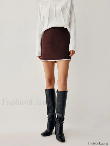 Embroidered Trim Graceful Mini Skirt