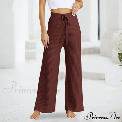 Embroidery Bow Knitted Flare Casual Slim Fit Sweatpants All-match Pants