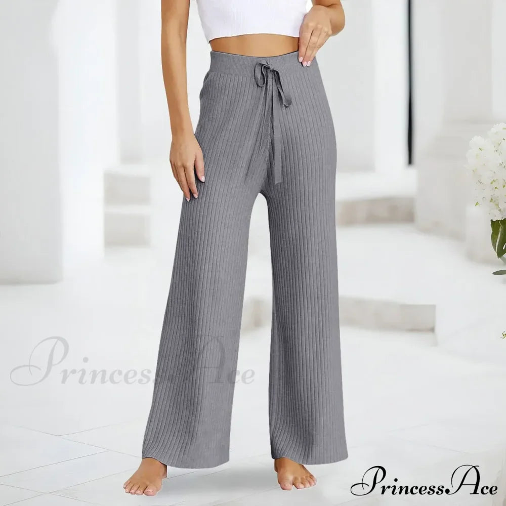 Embroidery Bow Knitted Flare Casual Slim Fit Sweatpants All-match Pants