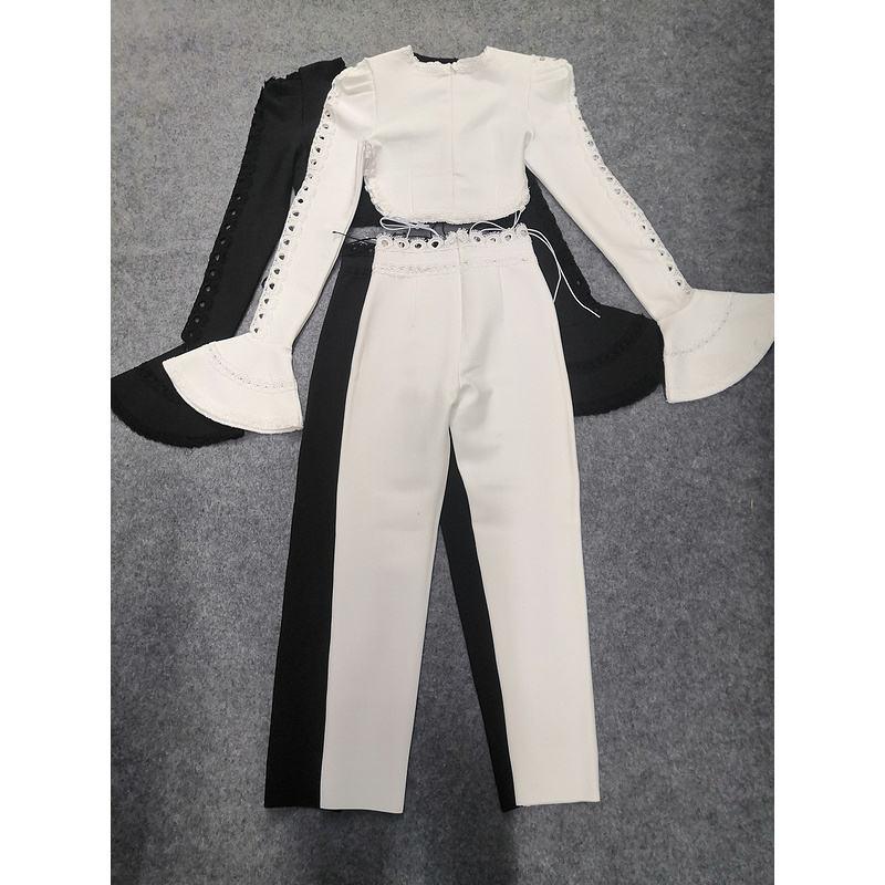 KittenAlarm - Emmie Flounce Sleeve Crop Top & Pants Set