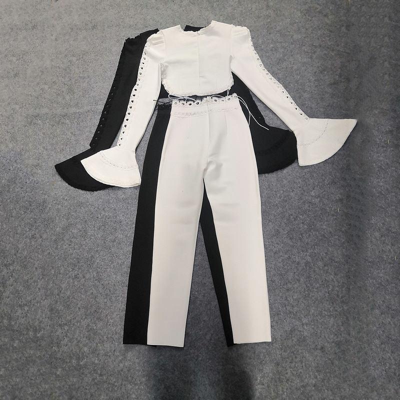 KittenAlarm - Emmie Flounce Sleeve Crop Top & Pants Set