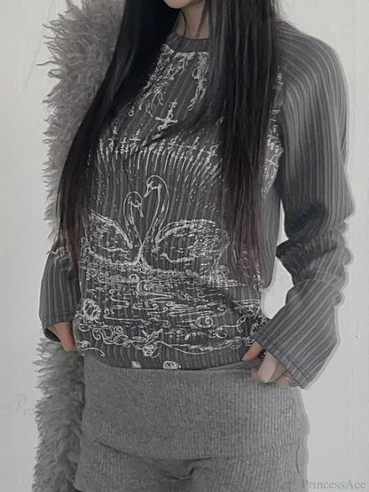 Emotional Printed Round-neck Knit Top