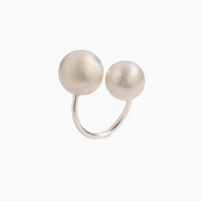 Satin Puffed Double Sphere Cuff Ring