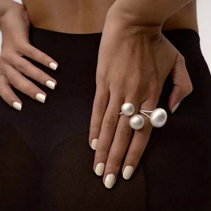 Satin Puffed Double Sphere Cuff Ring