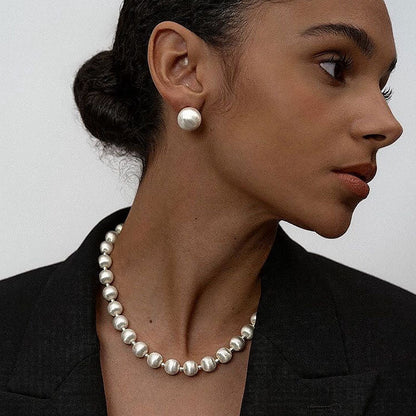Brushed Satin Sterling Silver Ball Choker Necklace