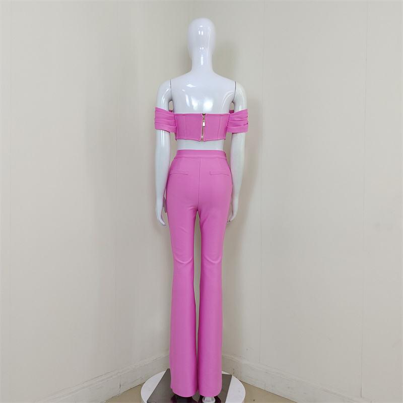 KittenAlarm - Ettie Off Shoulder Top & High Waist Pants Set
