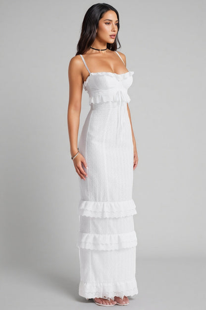 Imani Solid Embroidered Sleeveless Midi Dress