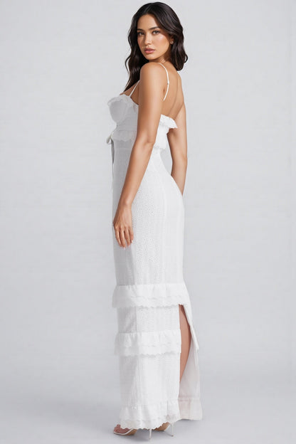 Imani Solid Embroidered Sleeveless Midi Dress