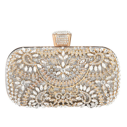 Rhinestone-Studded Silver Rectangle Evening Clutch Bag