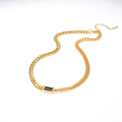 Rhinestone Chunky Chain Necklace in Gold