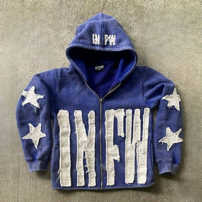 Vintage Patchwork Graphic Print Hoodie