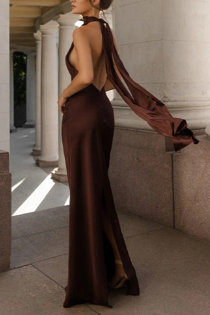 Sexy Satin Backless Sleeveless Party Dress