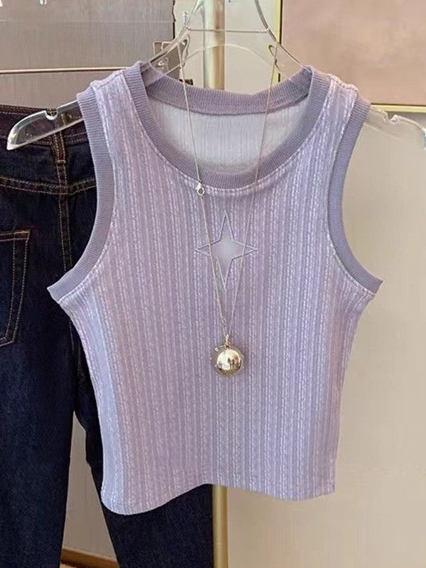 See Through Star Embroidery Tank Top