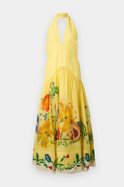Hunte Yellow Floral Backless Maxi Dress