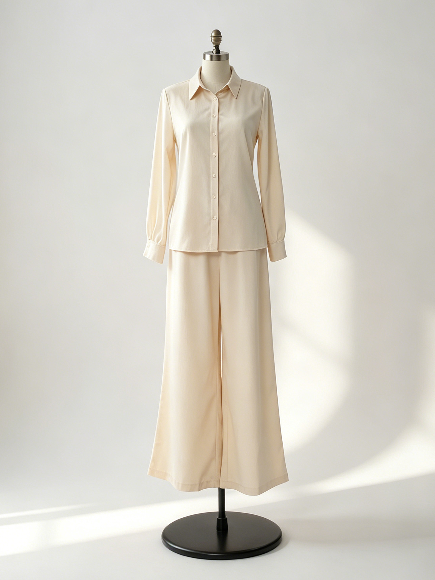 Linen Cotton 2 Piece Set For Women - Elegant Long Sleeves Belted Shirt And Wide Leg Pants - Summer Resort Style 2026