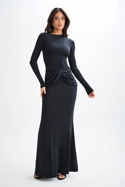 | Long Sleeve Crew Neck Maxi Dress