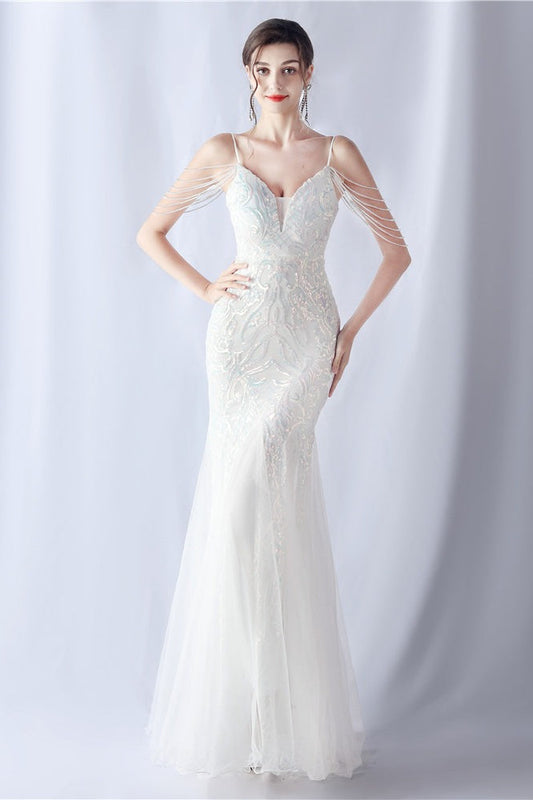 | Beaded Mesh Maxi Dress