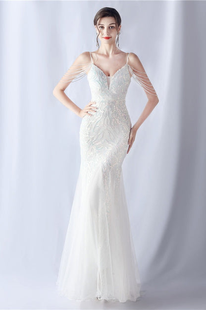 | Beaded Mesh Maxi Dress