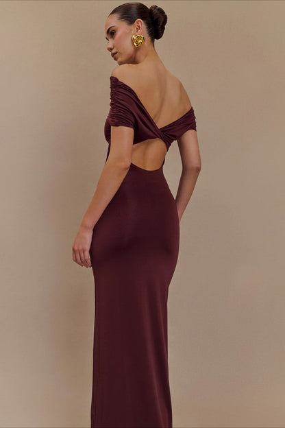 Bodycon Off Shoulder Backless Midi Dress