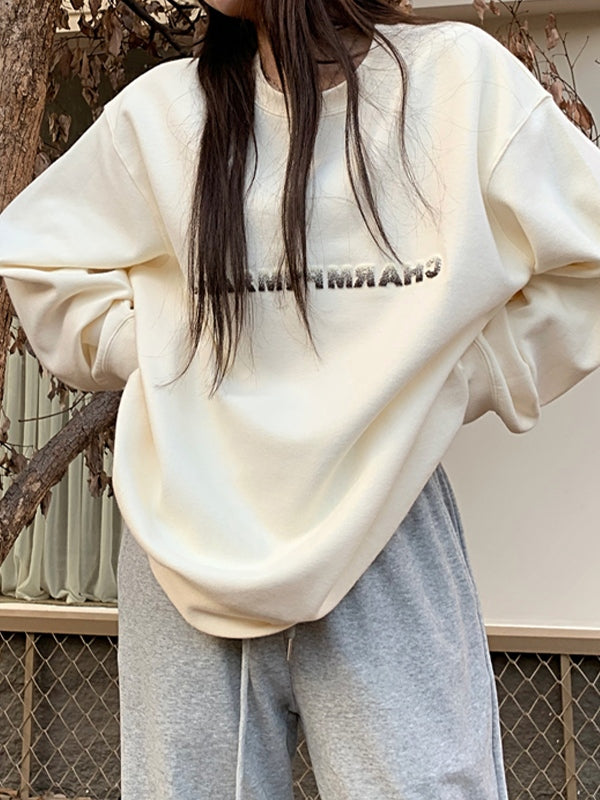 Simple Letter Print Loose Sweatshirt