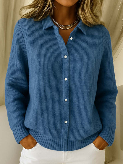 The Elena — Ribbed Knit Button-Down Cardigan
