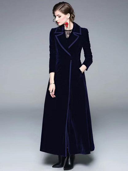 Women's Wrap Coat Turndown Collar Retro Burgundy Winter Outerwear