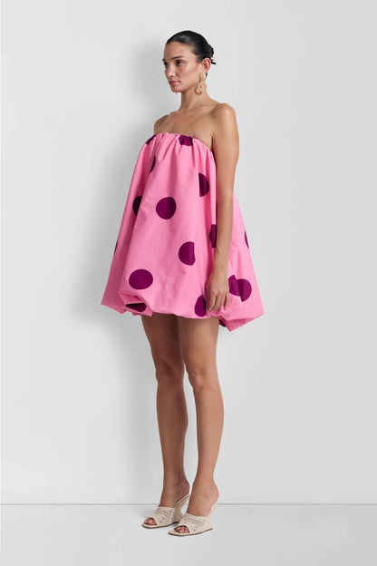 Fashionable Polka Dot Print Off-shoulder Sleeveless Loose Mini Dress