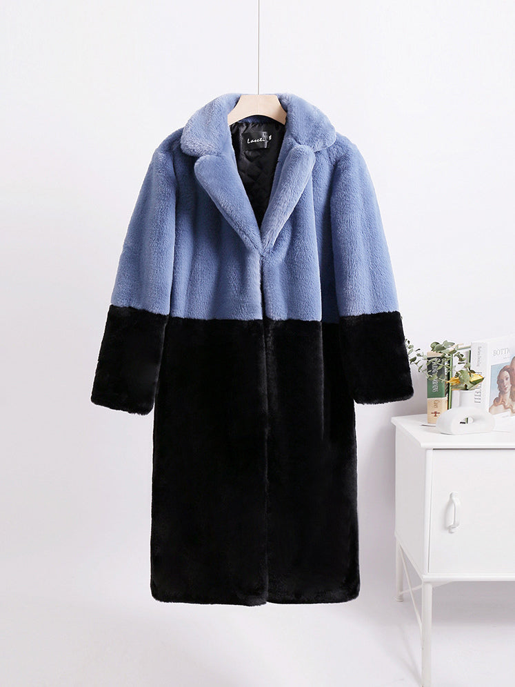 Faux Fur Coats For Women Two Tone Long Eco-friendly Fur Coat
