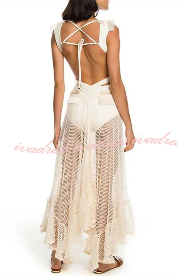 Sexy See-through Mesh Lace Resort Beach Skirt