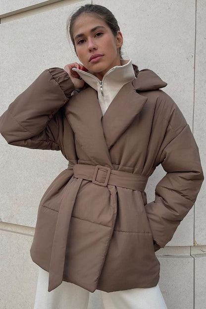 Solid Color Slim Fit Cotton Coat