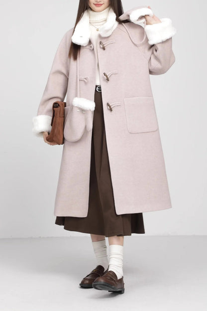 Retro Patchwork Horn Button Overcoat