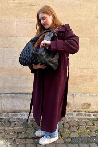 Vintage Waisted Lapel Wool Overcoat