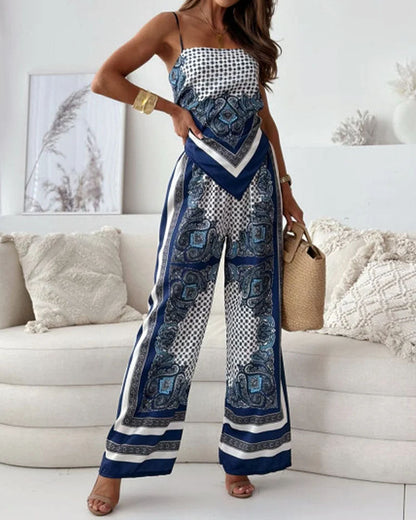 Printed Vest & Pants Two Piece Set
