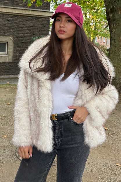 Faux Fox Fur Wide Collar Warm Loose Winter Coat