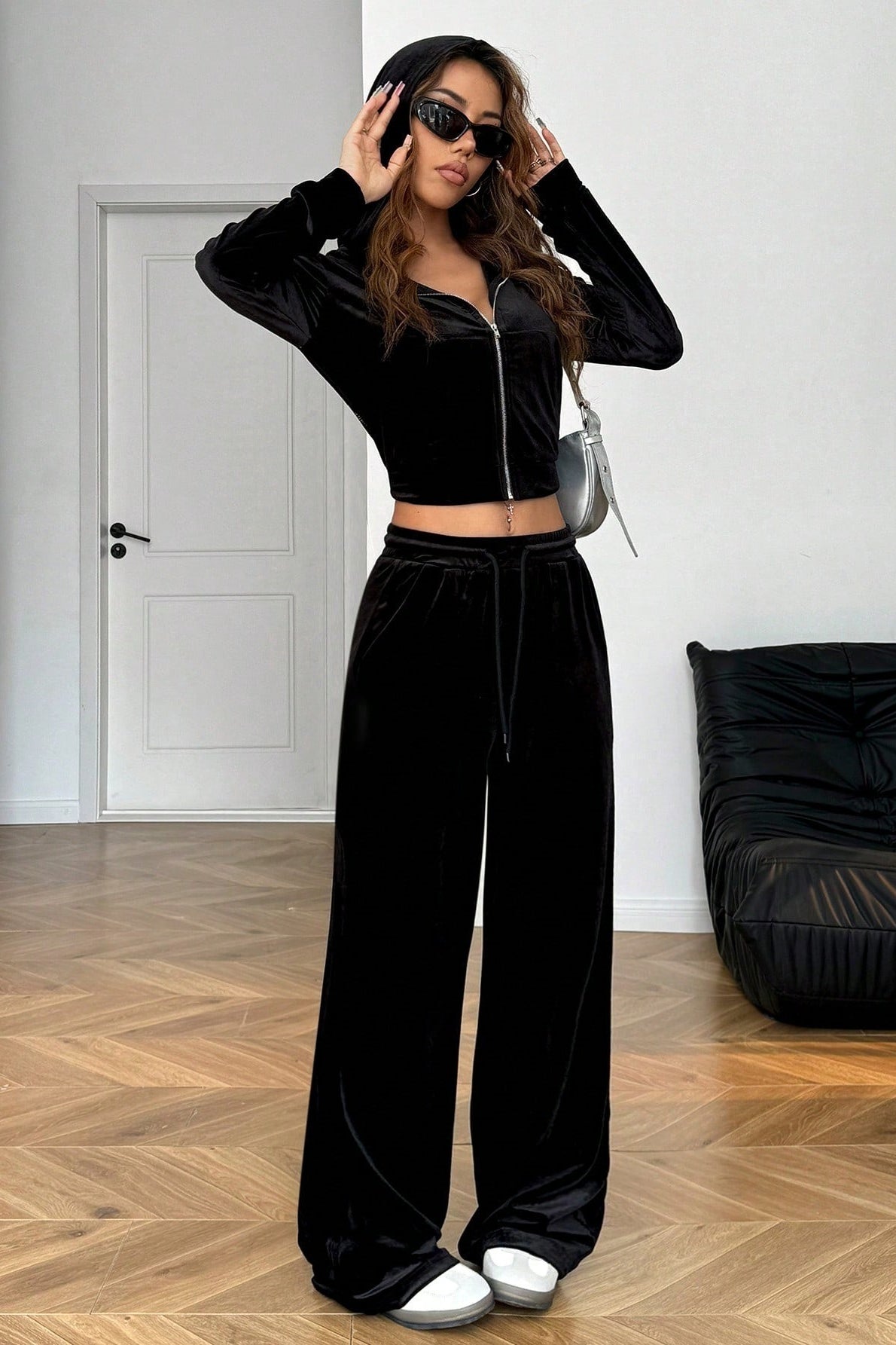 | Relaxed Solid Crop Two Piece Set