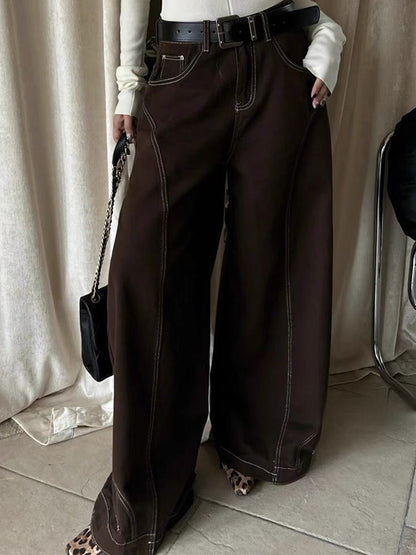 Vintage Brown Wide Leg Boyfriend Jeans
