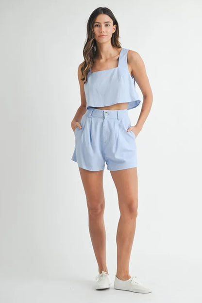 MABLE Linen and Crop Top and Shorts Set
