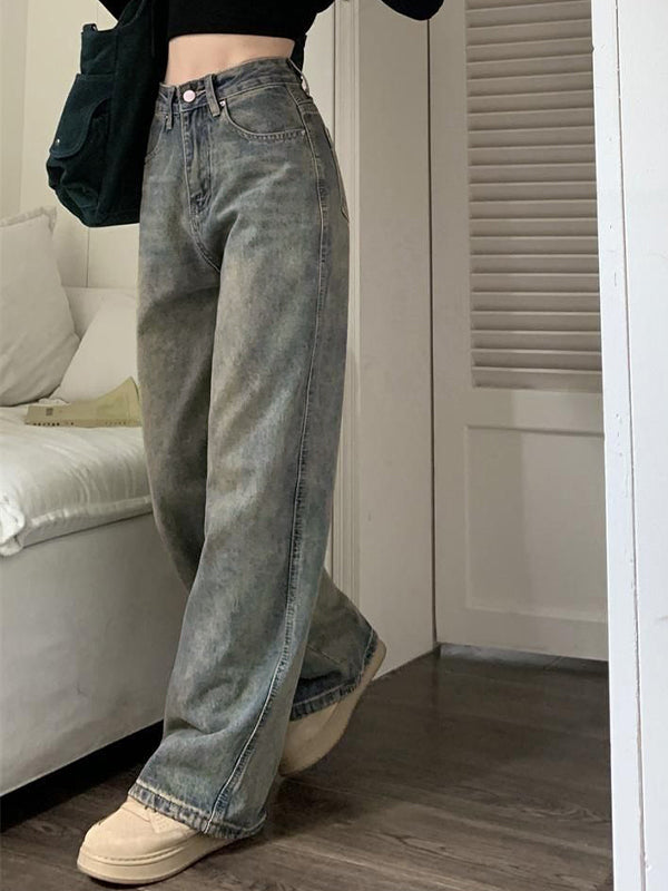 Washed Distressed High Rise Boyfriend Jeans