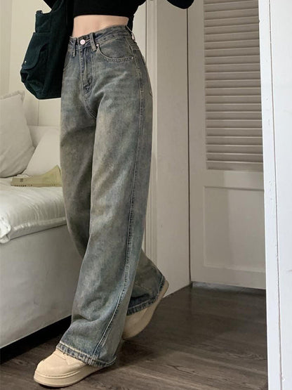 Washed Distressed High Rise Boyfriend Jeans