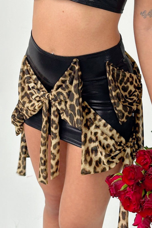 Street Style Bow Detail Bodycon Mini Skirt